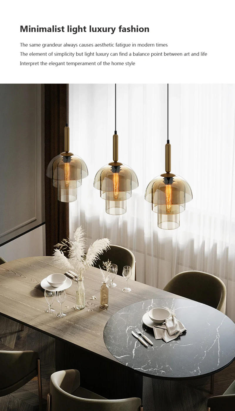 Description Picture 3 of itemLED Vintage Art Champagne Chandelier Glass Pendant Lamp Restaurant Living Room bedroom Aisle Bar Decor Hanging Lighting Fixtures