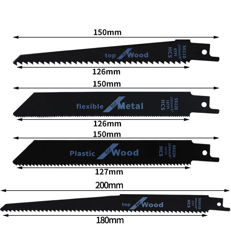 Description Picture 2 of item4pc Reciprocating Saw Blades High Carbon Steel Wood Pruning Saw Blades For Plastic Pipe Metal Cutting S922H/S922E/S611D/S1011D
