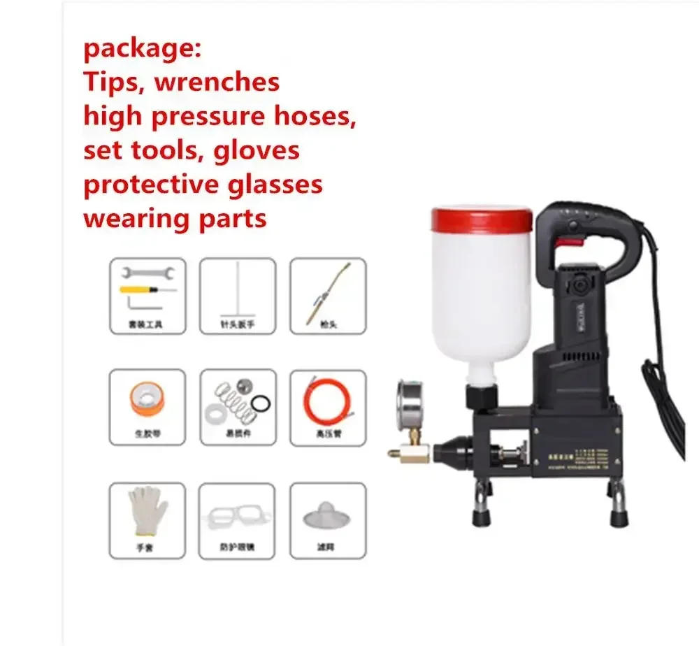 Description Picture 5 of itemRU Delivery 910/1300W Epoxy Injection Pump Polyurethane Foam Grouting Steel Hose Concrete Repair Crack