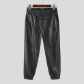 2023 Men Pants Solid Joggers Button PU Leather Autumn Trousers Men Pockets Streetwear Fashion Casual Pantalon S-5XL INCERUN