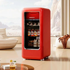 DAEWOO 143L Wine Refrigerator Retro Ultrathin Small Refrigerator Living Room Office Ice Bar 2-18°C 220V 75W Wine Fridge Storage