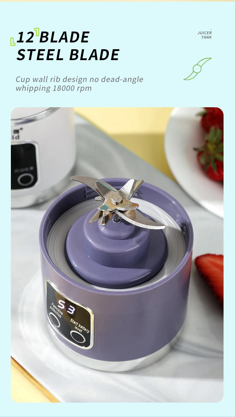 Description Picture 3 of itemNEW 450ml Portable Electric Juicer, Mini USB Travel Juicer Machine Shakes Smoothie Blenders 12 Blades Fresh Juice Extractor