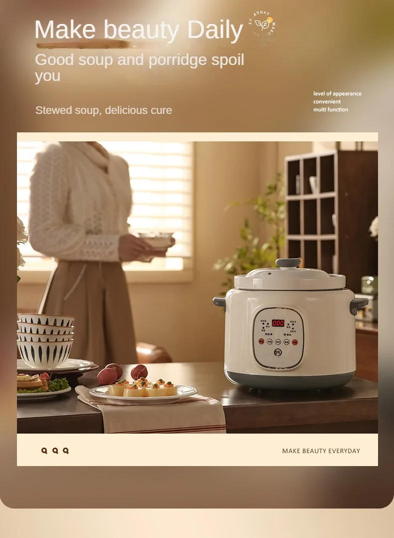 Description Picture 4 of item1800ML Electric Slow Stewer Household Home Automatic Stewing Pot Multi Cooker Ceramic Cooking Machine 220V