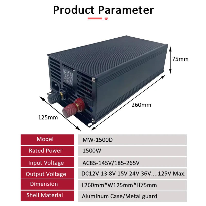 Description Picture 3 of itemAC to DC 12V 24V 36V 48V 60V 25A 1500W Switching Power Supply Drive Transformer for CNC Motor Charging Battery SMPS 1500W