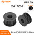 HTD 5M Timing Pulley 24 Teeth 25 Teeth 11/16/21/27mm Width Black Steel Synchronous Belt Wheel Bore 5mm-25mm Gear Pulley