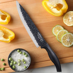 Hammer Pattern Kitchen Knives Set Stainless Steel Chef Knife Non-stick Slicing Sharp Steak Knife with Knife Holder Cooking Tools