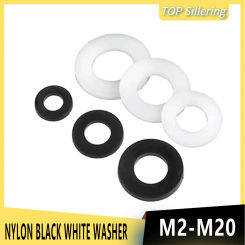 Plastic Nylon Flat Washer M2 M2.5 M3 M4 M5 M6 M8 M10 M12 M14 M16 Black/White Plane Spacer Insulation Gasket Ring For Screw Bolt