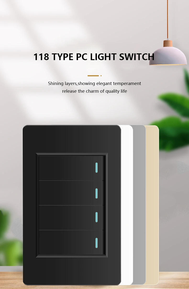 Description Picture 2 of item118 Type Brazil Korea AU US Standard Wall Light Switch 16A PC Panel Power ON OFF 1/2/3/4/Gang 2Way Push Rocker Button Switch