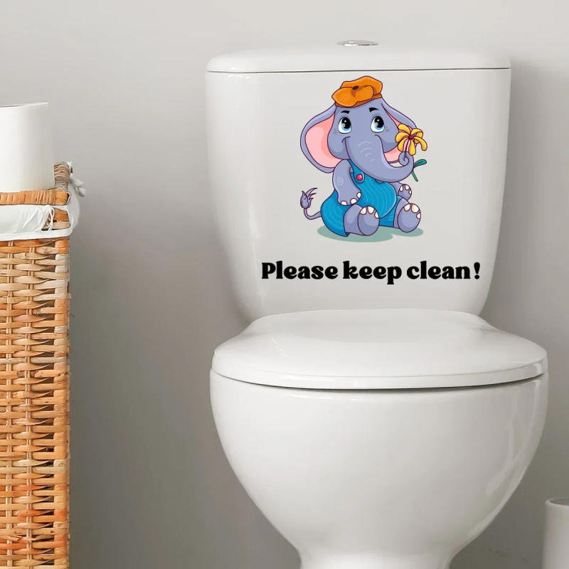 Description Picture 4 of item1 PC Cute Mini Elephant Toilet Sticker - Decorative Bathroom Wall Decal - Fun and Easy To Apply Home Decor Stickers