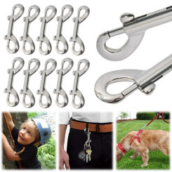 10pcs Scuba Diving Double End Bolt Snap Hook Clips 316 Stainless Steel Eye Bolt Snap Hook for Linking Dog Leash Feed Buckets