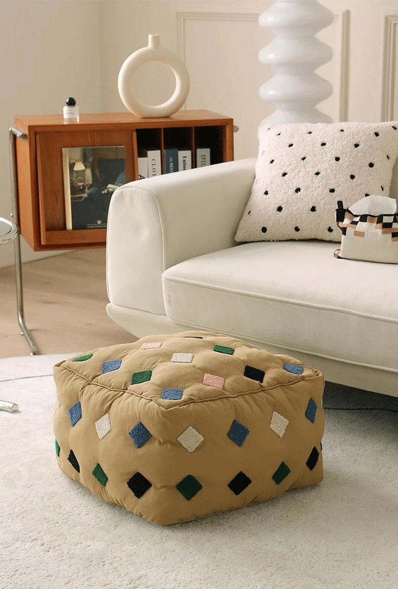 Description Picture 5 of itemFurniture Short Stool Home Creative Futon Small Stool Living Room Sofa Stool Square Stool Leisure Tatami Sitting Cushion 2024