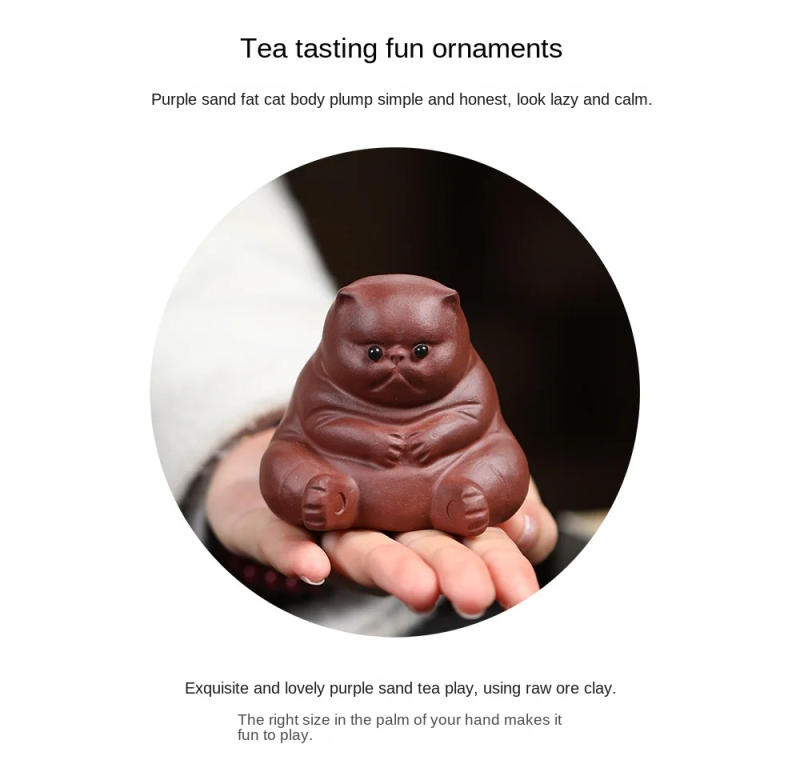 Description Picture 3 of itemPurple Sand Tea Pet Angry Cat Bat Tortoise Puppy Figurine Cute Kungfu Tea Pet Gift for Tea Lover Friend, Tea Table Desk Tearoom