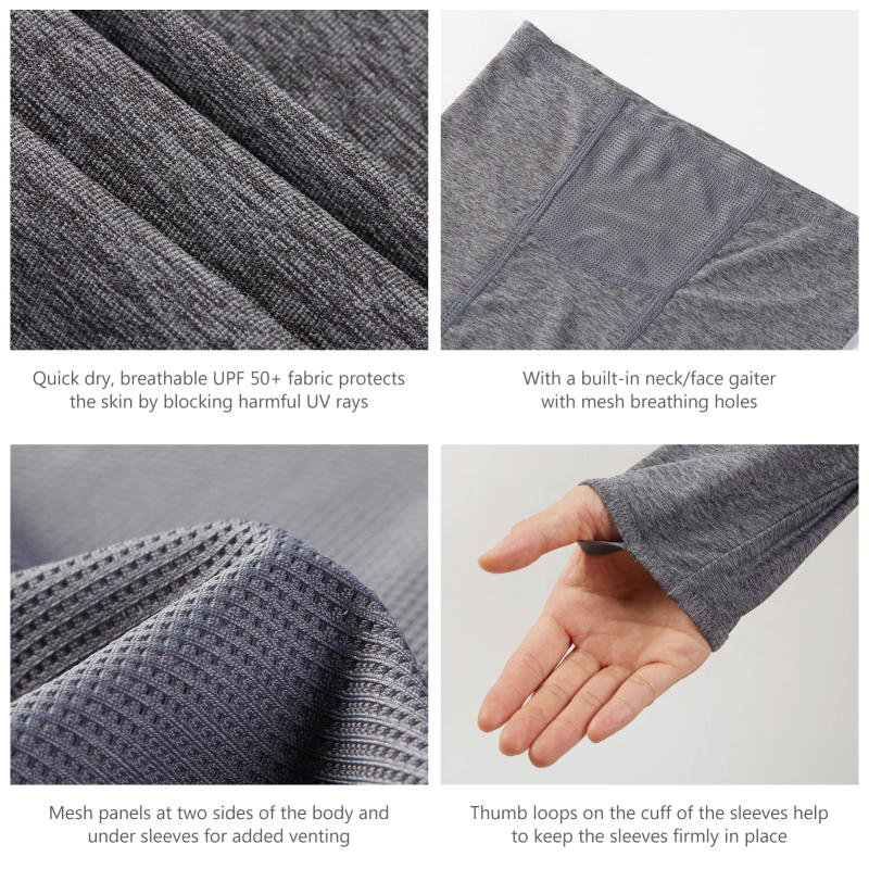 Description Picture 3 of itemBassdash UPF 50+ Men’s Long Sleeve Fishing Shirt with Mask UV Neck Gaiter Hoodie Keep Head Face Warm Outdoor Hiking Running