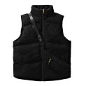 Men Cotton Vest Stand Collar Neck Protection Sleeveless Thickened Padded Pockets Warm Cardigan Casual Waistcoat with Chest Bag