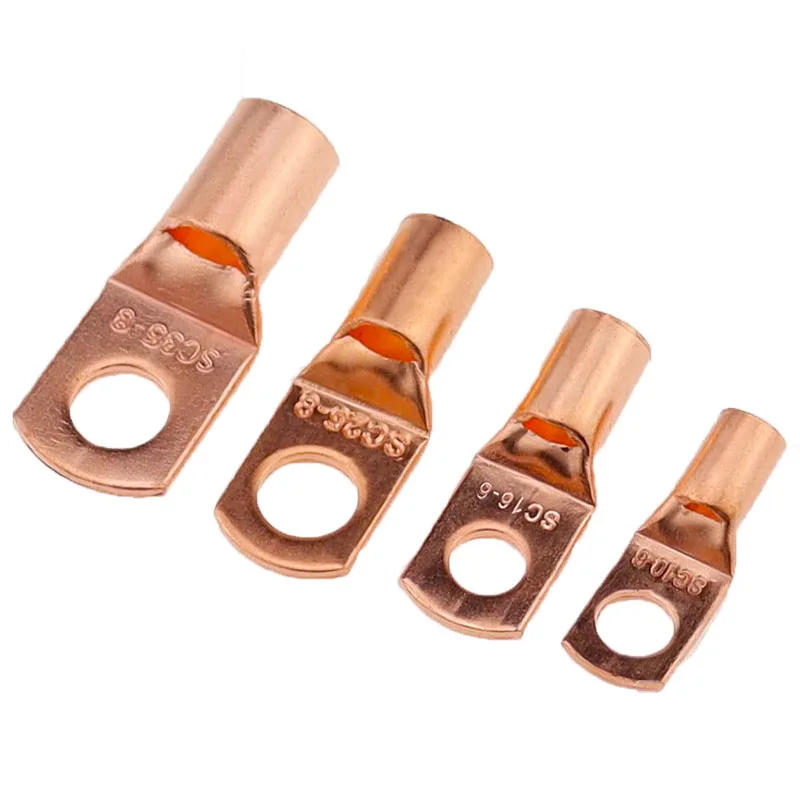 Description Picture 5 of item10/25/50Pcs SC Type Wire Nose Terminal SC6 SC10 SC16 SC25 AC35 Bare Copper  Block Lugs Hole 6mm 8mm 10mm Crimp Cable Connector