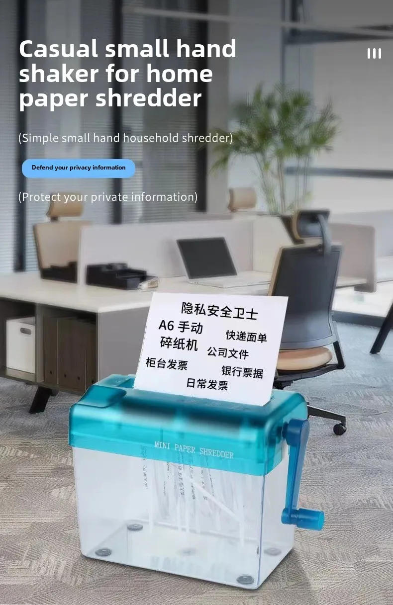 Description Picture 2 of itemMini Manual Paper Shredder A6 Office Document Destroyer Receipts Tickets Thick Cardstock Cutting Machine 17x15x9.5cm