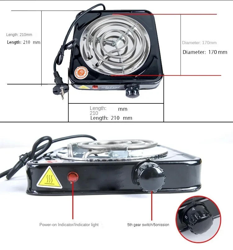 Description Picture 6 of item500W/2000W  Hot Plate Barbecue Electric Stove Kitchen Cooking Coffee Heater Chicha Fast Burning