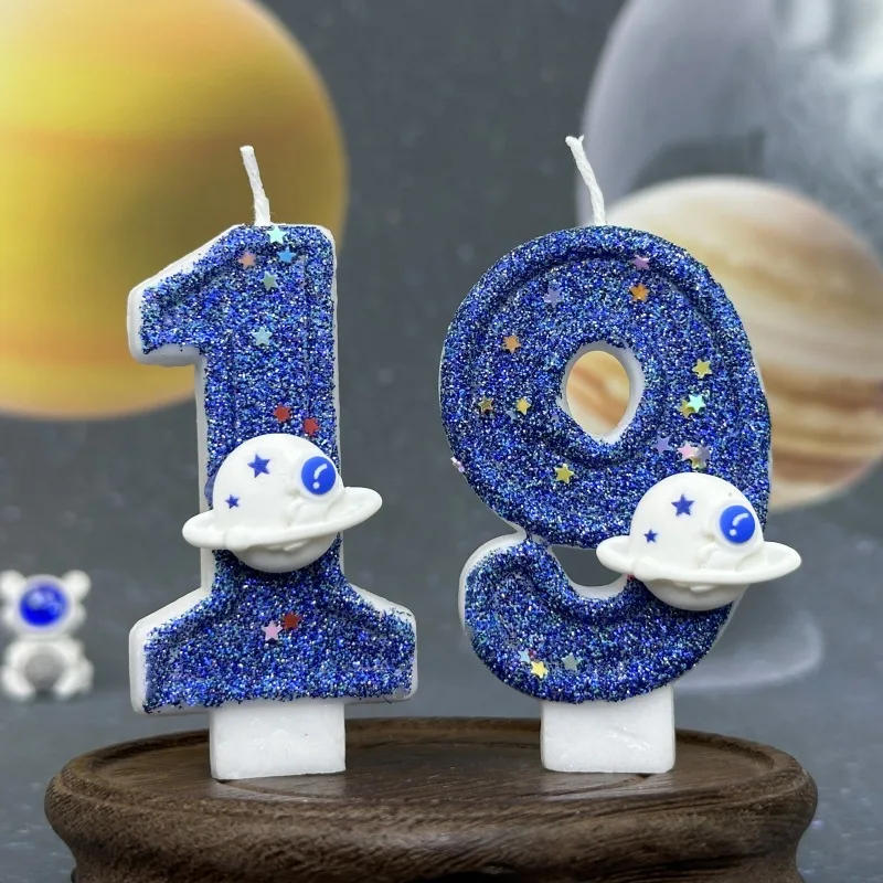 Description Picture 6 of itemNumbers 0-9 Birthday Candle Spaceship Cake Decoration Candles for Party Commemoration Day Table Home Room Decor Accessories