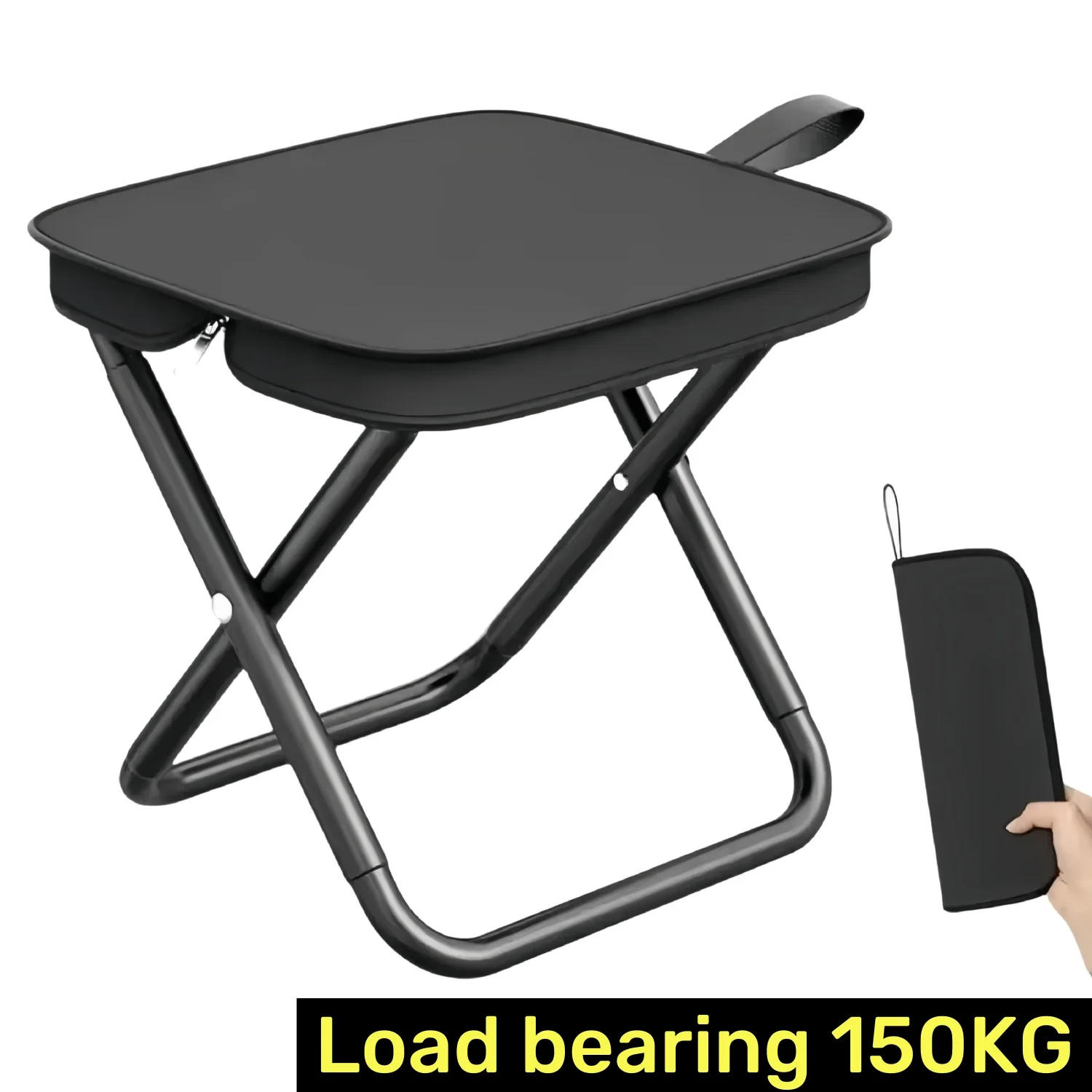 Description Picture 2 of item1 Set Portable Ultralight Foldable Stool, Stainless Steel Folding Chair With Bag, For Outdoor Fishing Camping, Mountaineering