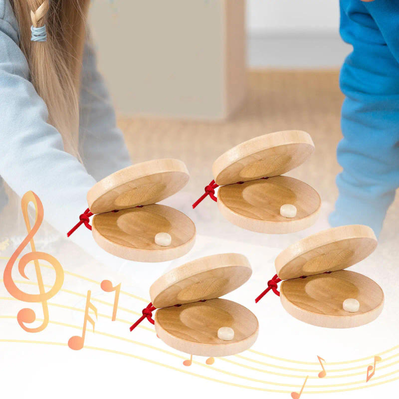 Description Picture 3 of itemWooden Castanets Musical Castanets Rhythm Toys Percussion Instrument for
