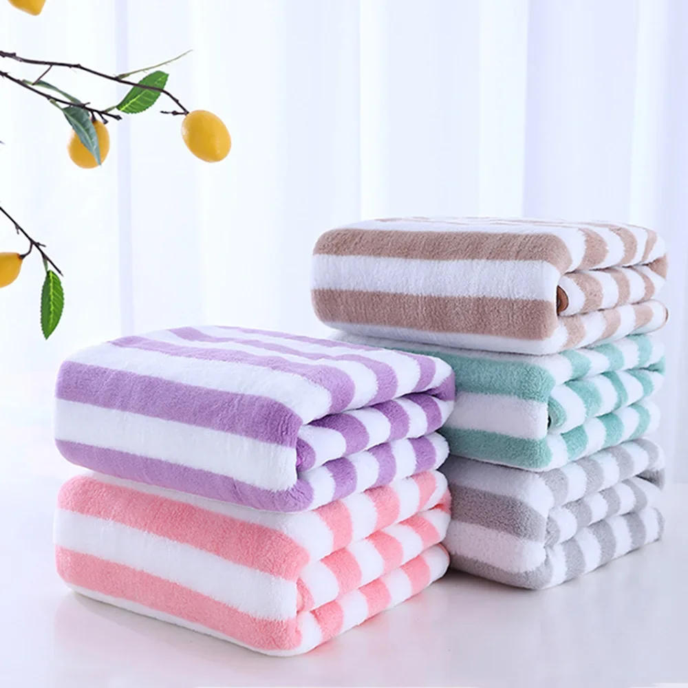 Description Picture 3 of item35x75cm Stripes Absorbent Quick Drying Bath Towel Sets Soft Adults Face Hand Towels Bathroom Microfiber Swim Bath Towels