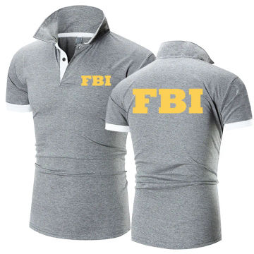 2024 Men Newest FBI Cotton Polo Shirts For Men Casual Solid Color Slim Fit Mens Polos Summer Fashion Printing Brand Men Clothing