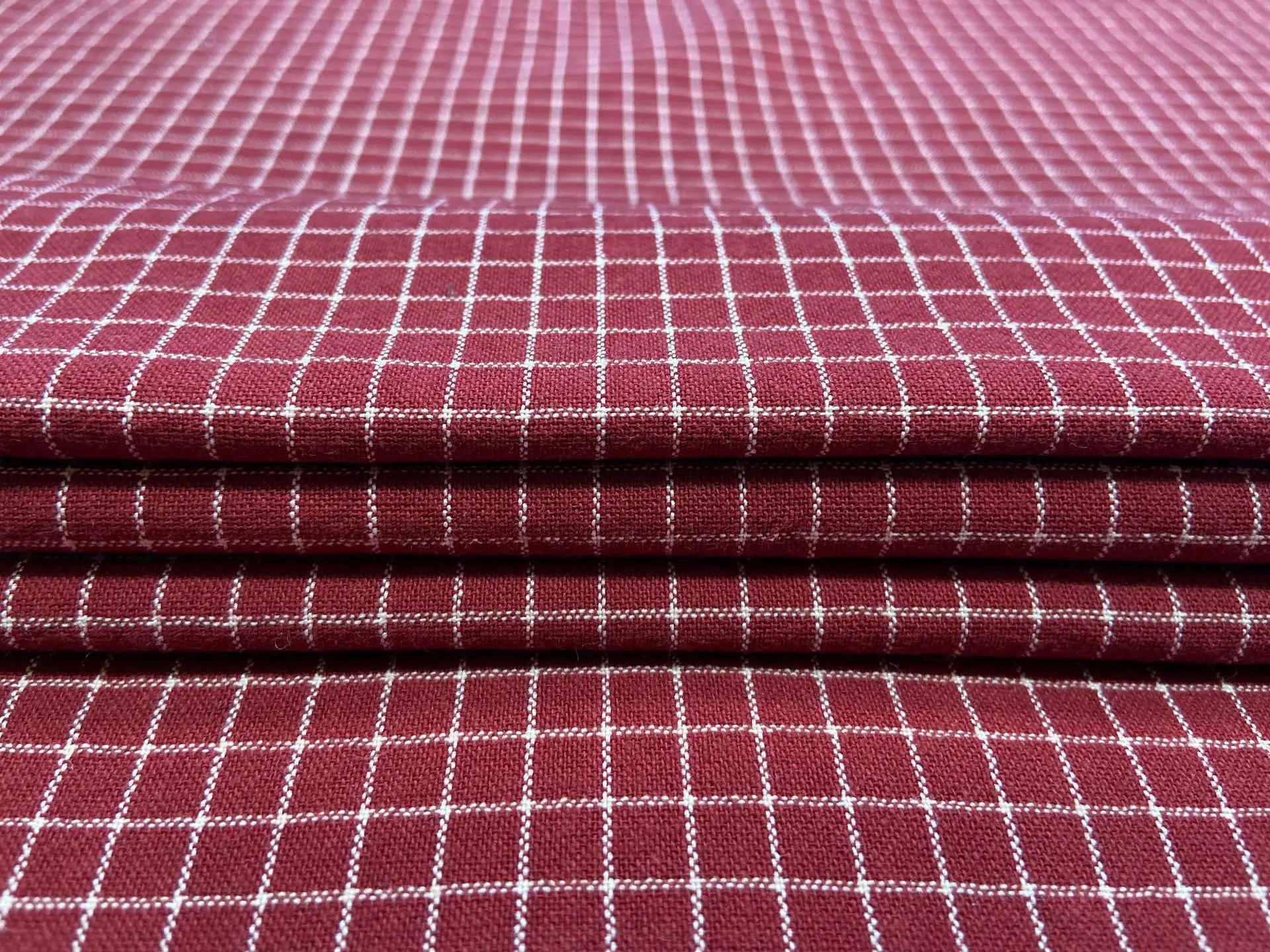 Description Picture 5 of itemCotton Yarn Dyed Checkered Fabric Spring Summer Dress Material Breathable Wash Cloth Mask Textile Soft Eco Friendly in Stock