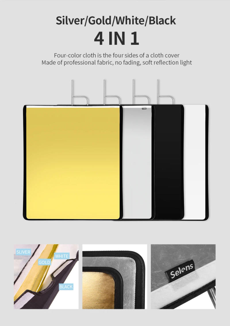 Description Picture 3 of item4 Colors Panel Cloth Video Studio Stainless Flag Panel Cloth Reflector Diffuser Fotografia Camera Photo Studio Props Only Cloth