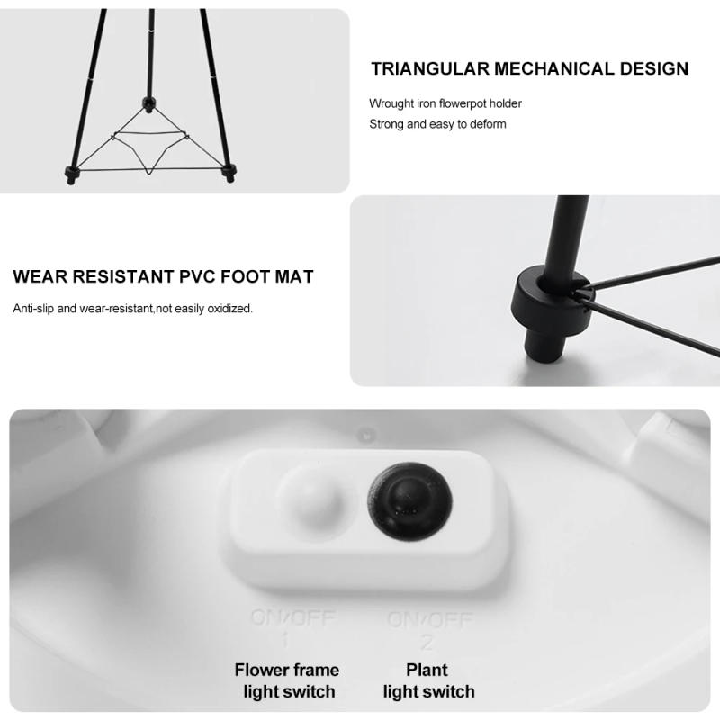 Description Picture 6 of itemSolar Outdoor Floor Lamp for Patio With Plant Stand Grow Light Waterproof Garden Solar Powered Lantern Warm RGB Deck Yard Porch