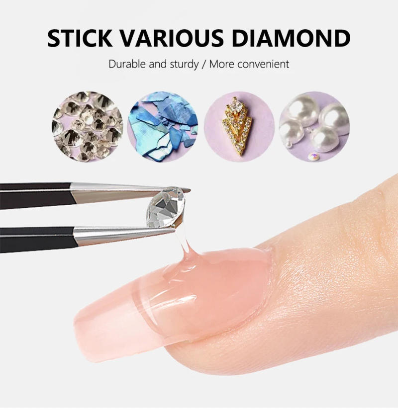 Description Picture 6 of itemCHUNSHU Strong Sticky Glue Gel 15ml No Wipe UV Gel Nail Polish Adhesive For Nails Rhinestones 3D Model Water Ripple Shell Effect
