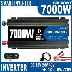 7000W Smart Inverter DC 12V/24V/48V to AC 110V/220V Converter Charger Converter Adapter with USB Port & CE/FC Certification