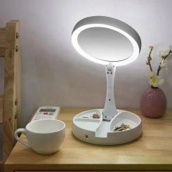 E2 Foldable USB Charging Or Battery Led Mirror Makeup Light White Vanity Cosmetic Mirror With Light 10X Magnifying Table Mirrors