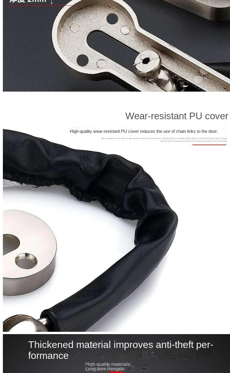 Description Picture 5 of itemThickened Door Buckle Bolt Thickened Anti-theft Chain Stainless Steel Door Bolt Hotel Room Door Chain Buckle Door Chain