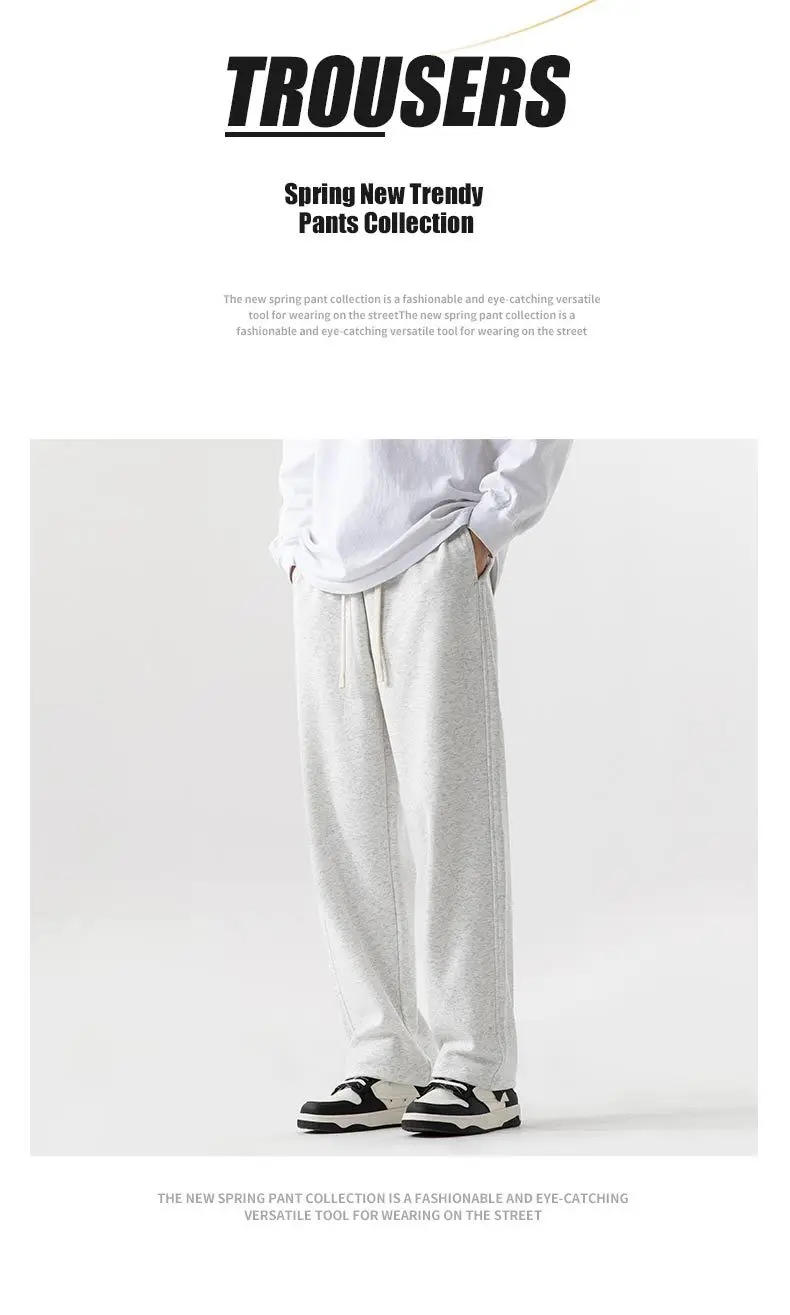 Description Picture 5 of itemTrending Men`s Casual Loose Streetwear Flare Sweat Pants Men Pants Outdoor Jogger Patchwork Overalls Sweatpants with Pockets