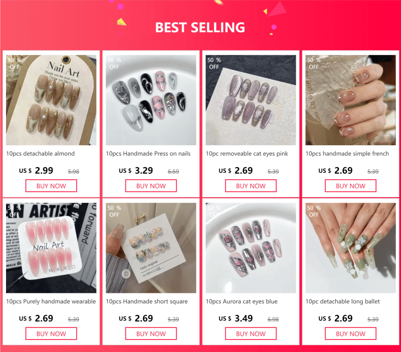 Description Picture 2 of item10pcs Coffin Cat Eye Handmade Press on Nails Heart Bowknot Butterfly False Nail Sweet Ballet Fake Nail Acrylic Wearable Nail Art