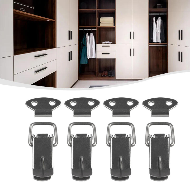 Description Picture 2 of item4pcs Latch Catch Stainless Steel Cabinet Boxes Handle Toggle Lock Clamp Hasp For Sliding Door Simple Window Door Hardware