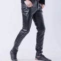 Casual Men's Synthetic PU Leather Pants Fashion Long Pants Nightclub Stage Performance Slim Fit Trousers