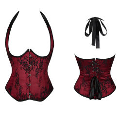 Victorian Corsets for Women Halter Tops Straps Underbust Corset Bodyshaper Steampunk Corset Bustier Jacquard XS-7XL Plus Size
