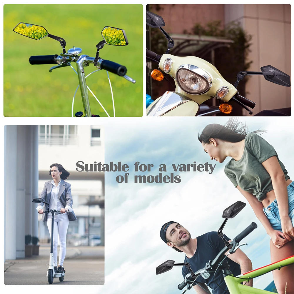 Description Picture 5 of itemBicycle Handlebar Reflector Rear View Mirror Safety Adjustable Rotatable Mirror Clear Electric Scooter Cycling Accessories