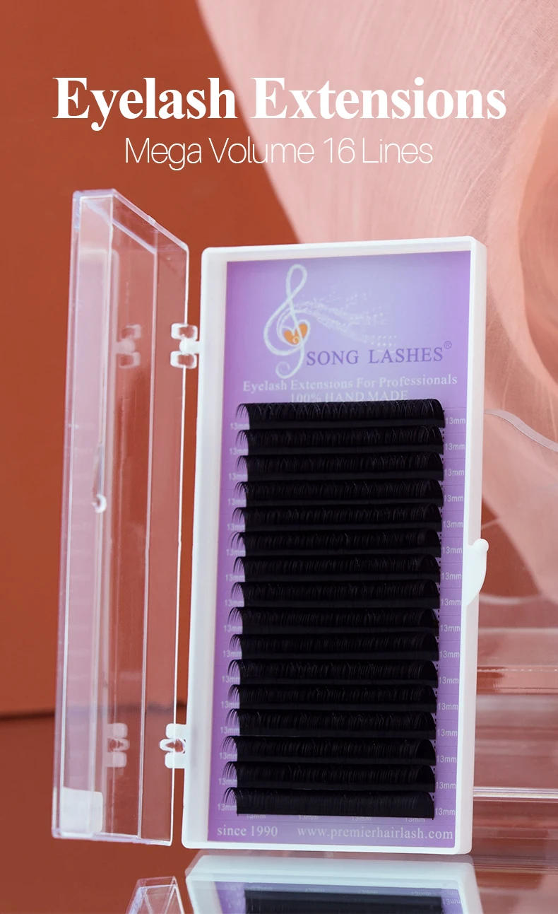 Description Picture 3 of itemSONG LASHES New Products 0.02 Thickness Easy Pick Up Pure Dark Black  Eyelash Extension False Eyelash Extensions Soft Thin Tip