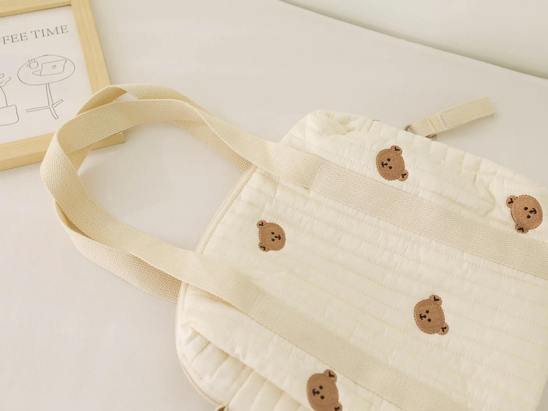 Description Picture 5 of itemCute Bear Baby Stroller Nappy Bag Korea Embroidery Flower Mommy Bag Soft Maternity Shoulder Pack Portable Baby Diaper Organizer