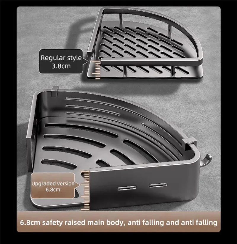 Description Picture 4 of itemShower Corner Shelf with Towel Bar Hook Space Aluminum Bathroom Shelf Without Drilling Shampoo Holder Bathroom Accessorie