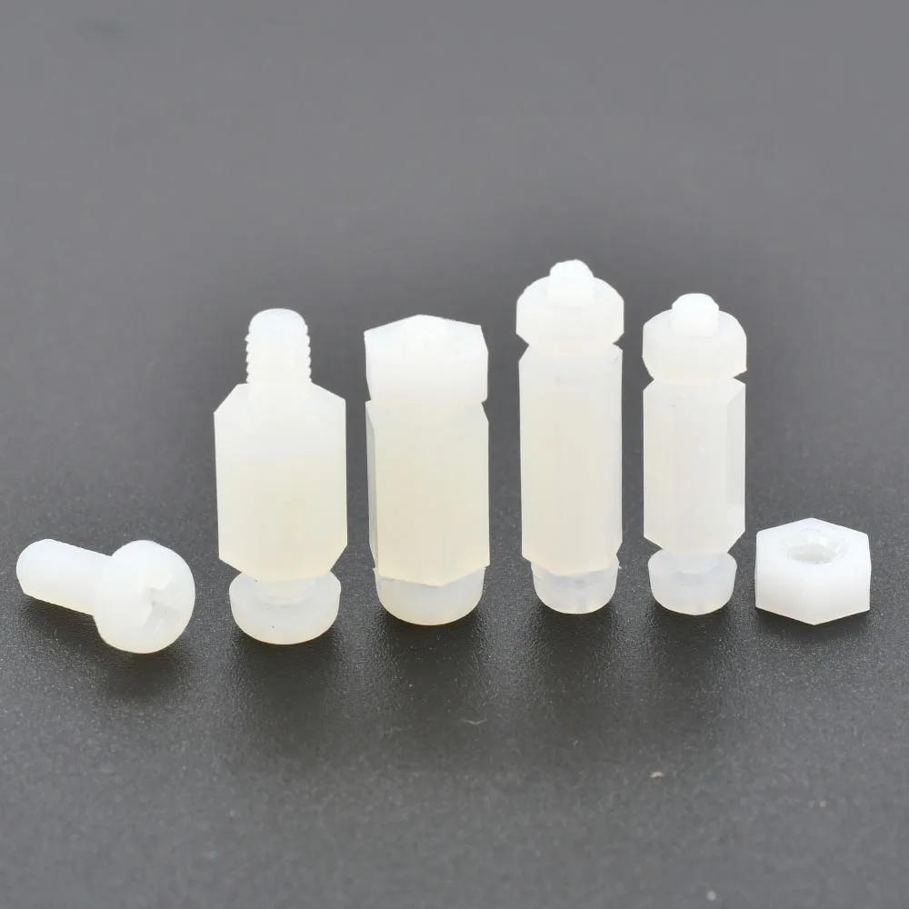 Description Picture 4 of itemWhite Nylon Standoff Thread Screw Bolt Nut Set M2 M2.5 M3 M4 M5 M6 Motherboard Standoffs Spacers Male To Female Hex PCB Pillars