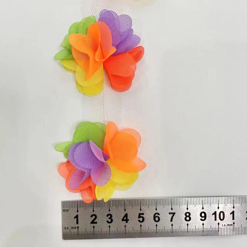 Description Picture 5 of item2 Yard 33 color 3D Chiffon Flowers DIY 5cm Width lace trim 24 flower lace ribbon decoration clothes accessories XF08