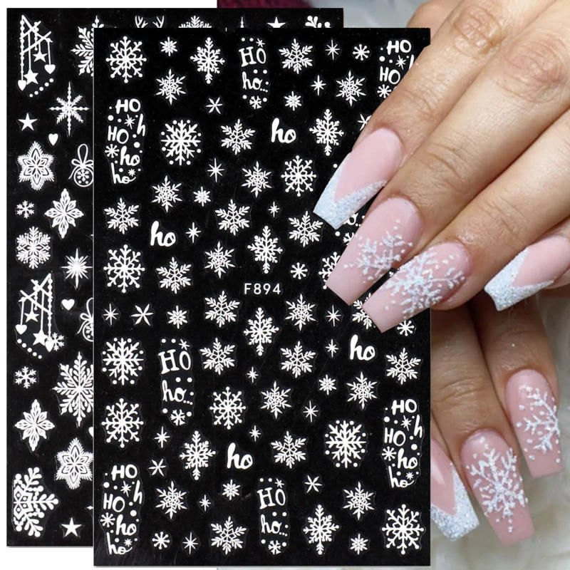 Description Picture 3 of item3D Snowflake Nail Art Decals White Christmas Designs Self Adhesive Stickers New Year Winter Gel Foils Sliders Decorations Xmas *