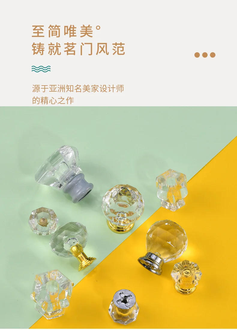 Description Picture 3 of itemFurniture European and American clothing cabinet door acrylic crystal diamond drawer single hole plastic handle