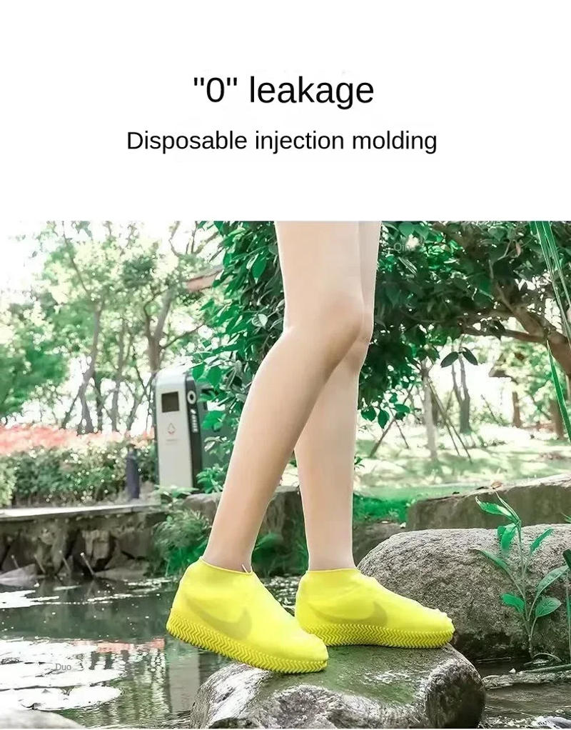 Description Picture 3 of itemNew 1 Pair Waterproof Non-slip Silicone High Elastic Wear-resistant Unisex Rain Boots for Outdoor Rainy Day Reusable Shoe Cover