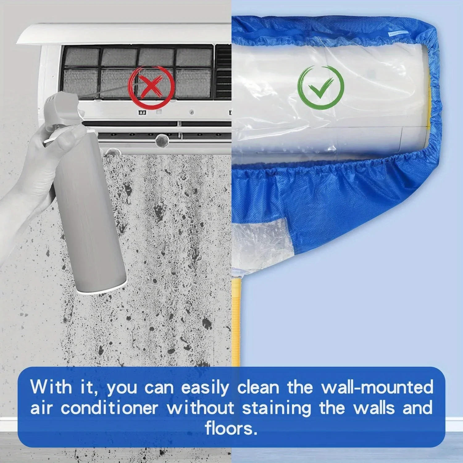 Description Picture 5 of itemLarge 95/130cm Air Conditioner Cleaning Cover Kit Double Thickening Wash Mounted Protective Dust Cleaner Water Bag Support Plate