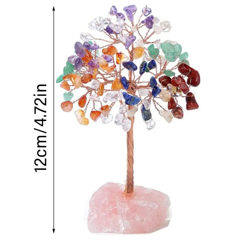 Description Picture 4 of itemCrystal Copper Wire Wrapped Money Tree Reiki Chakra Stones Crafts Agate Fluorite Base Potted Plants Feng Shui Trees Home Decor