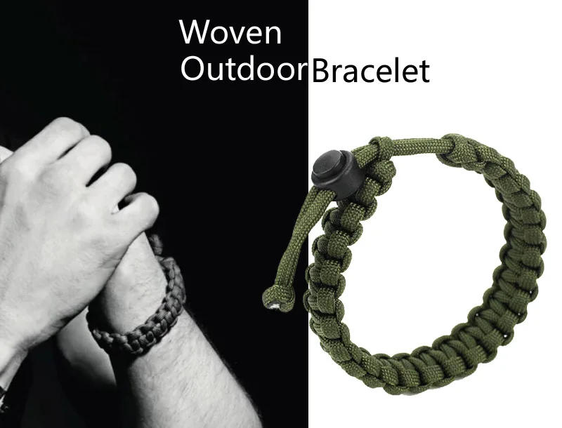 Description Picture 3 of itemAdjustable Men Women Survival Emergency Bracelet Paracord Bracelet Weaving Wristband for Camping Hiking Outdoor Tool Accessories